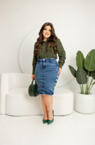 Saia 5 Botões Marmorizada